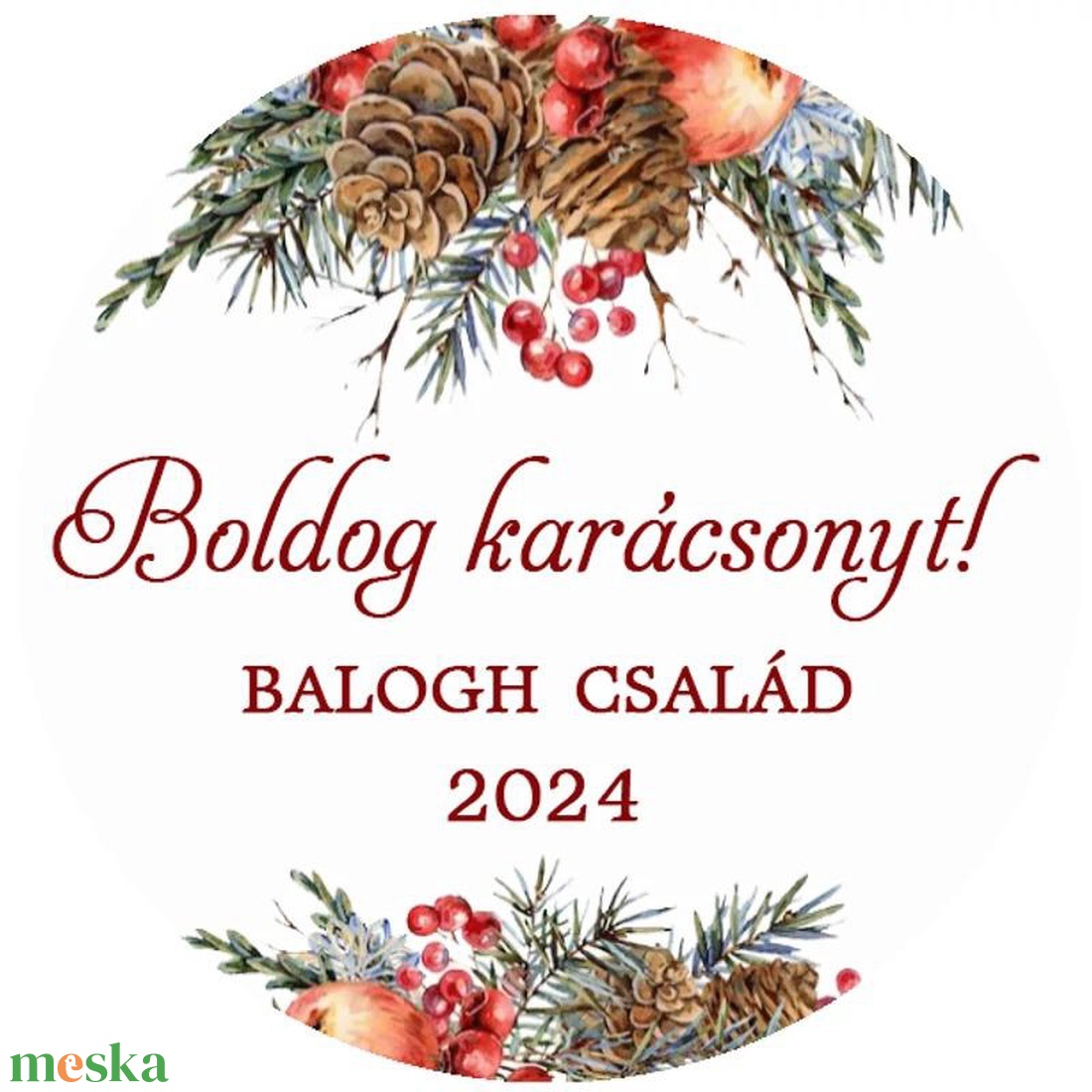 Karácsonyi matrica - Egyedi szöveggel ellátott személyre szabott- téli erdei varázs (Egyedi karácsonyi ajándékok) - karácsony - karácsonyi ajándékozás - karácsonyi képeslap, üdvözlőlap, ajándékkísérő - Meska.hu