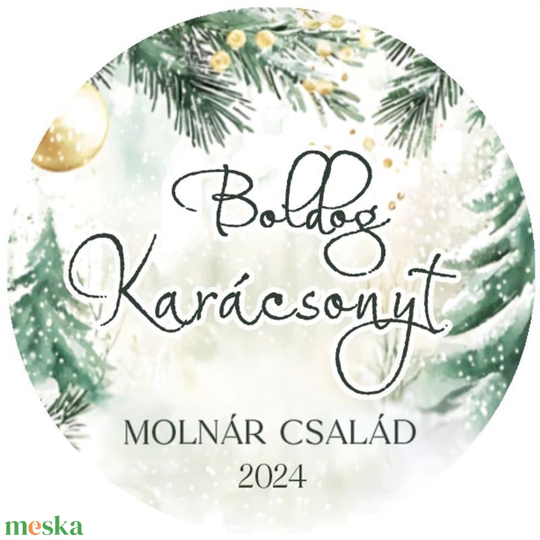 Karácsonyi matrica - Egyedi szöveggel ellátott személyre szabott- téli fenyőfák (Egyedi karácsonyi ajándékok) - karácsony - karácsonyi ajándékozás - karácsonyi képeslap, üdvözlőlap, ajándékkísérő - Meska.hu