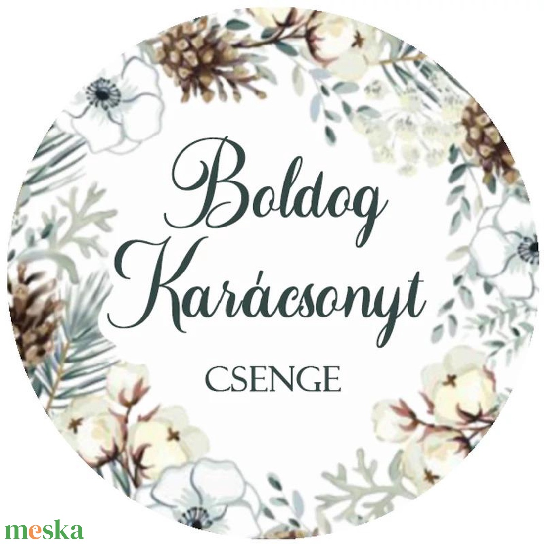 Karácsonyi matrica - Egyedi szöveggel ellátott személyre szabott- fehér karácsony (Egyedi karácsonyi ajándékok) - karácsony - karácsonyi ajándékozás - karácsonyi képeslap, üdvözlőlap, ajándékkísérő - Meska.hu