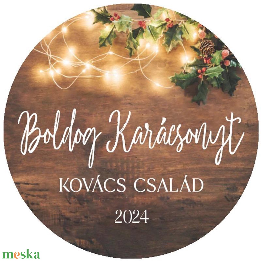 Karácsonyi matrica  Egyedi szöveggel ellátott fehér karácsony mintás  Tedd különlegessé az ajándékaidat - karácsony - karácsonyi ajándékozás - karácsonyi képeslap, üdvözlőlap, ajándékkísérő - Meska.hu