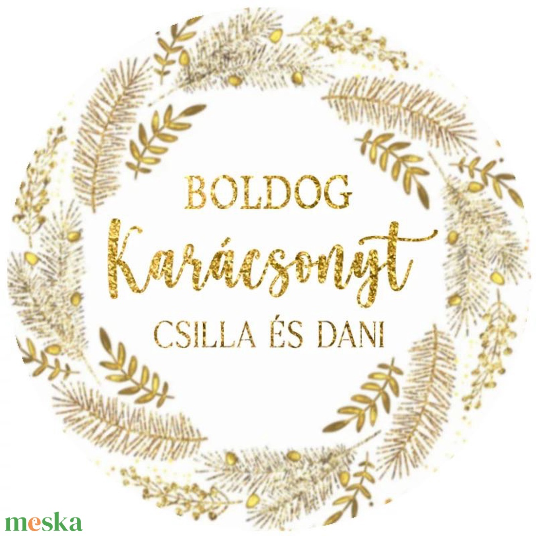 Karácsonyi matrica - Egyedi szöveggel ellátott személyre szabott - karácsony - karácsonyi ajándékozás - karácsonyi képeslap, üdvözlőlap, ajándékkísérő - Meska.hu