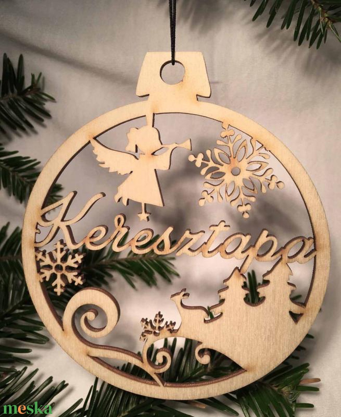 Karácsonyi Díszgömb - Keresztapa  Karácsonyfa dísz  Karácsonyi ajándék - karácsony - adventi díszek - adventi ajtódísz - Meska.hu