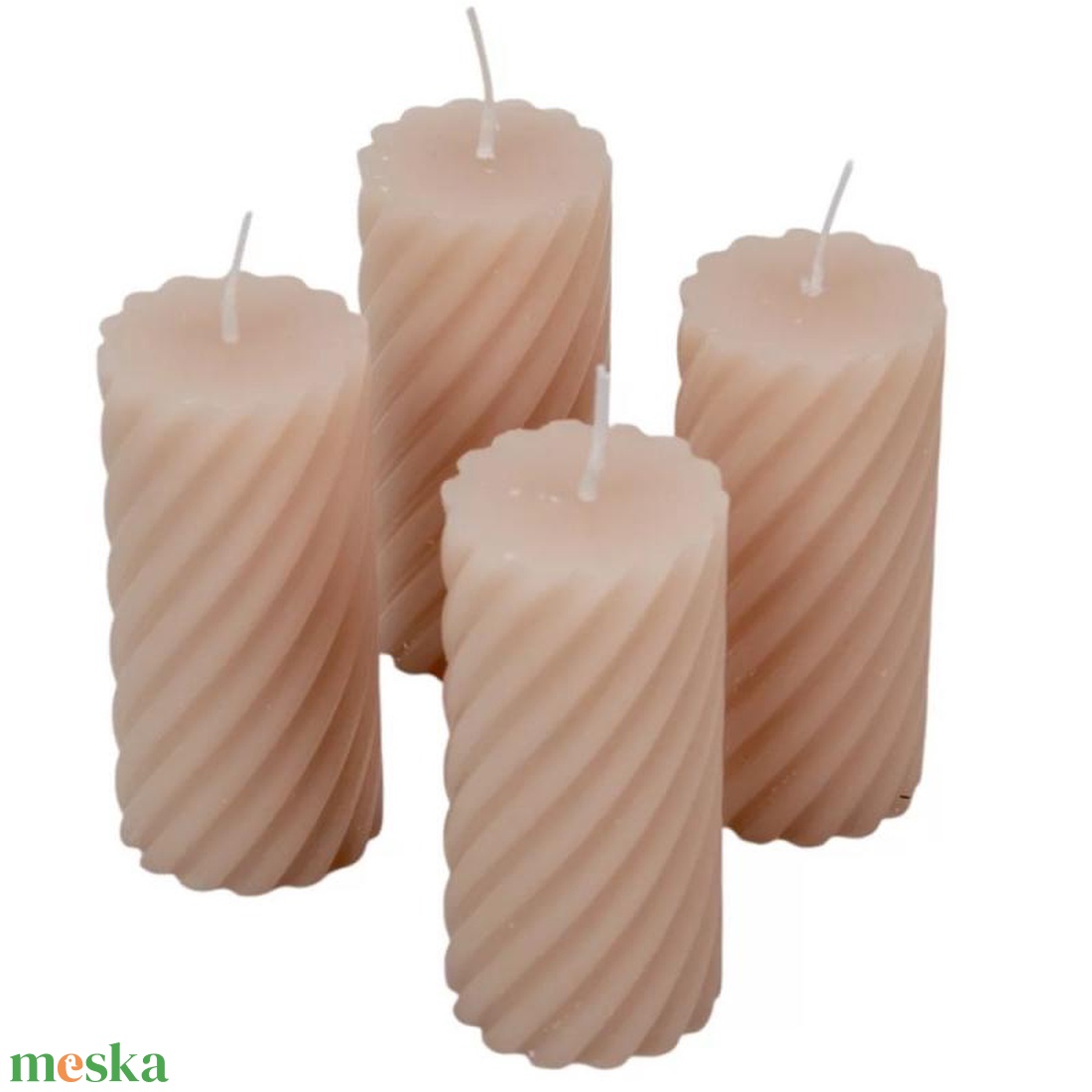 Kontúrozott csavart henger gyertya 55x100mm v.bézs 4db/csom (db ár) (ADVENTI GYERTYÁK) - diy (csináld magad) - egységcsomag - Meska.hu