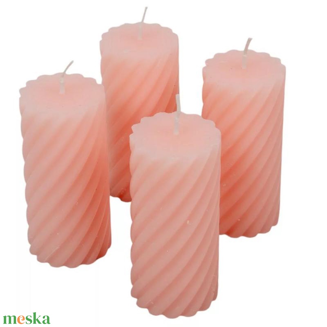 Kontúrozott csavart henger gyertya 55x100mm púder 4db/csom (db ár) (ADVENTI GYERTYÁK) - diy (csináld magad) - egységcsomag - Meska.hu