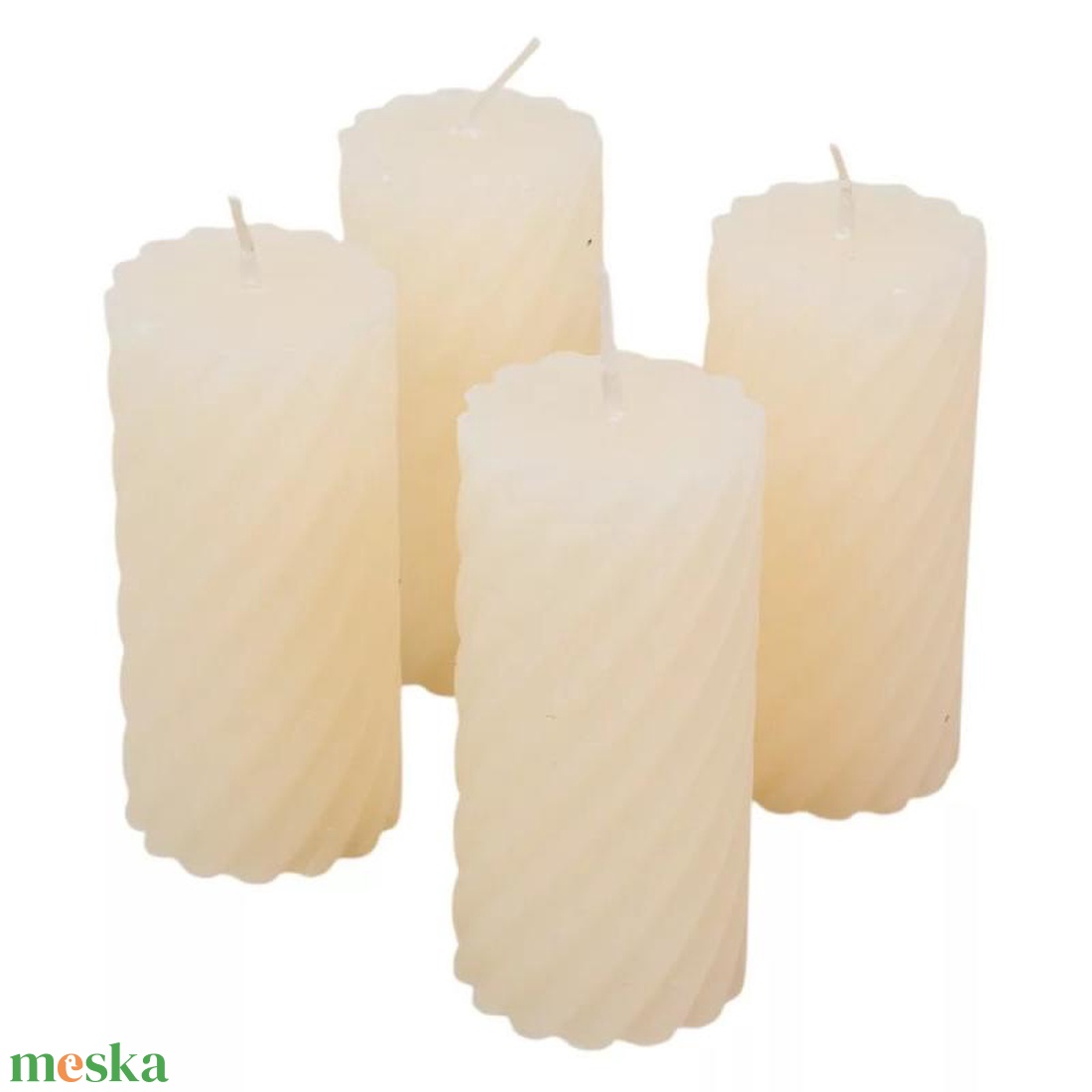 Kontúrozott csavart henger gyertya 55x100mm ivory 4db/csom (db ár) (ADVENTI GYERTYÁK) - diy (csináld magad) - egységcsomag - Meska.hu