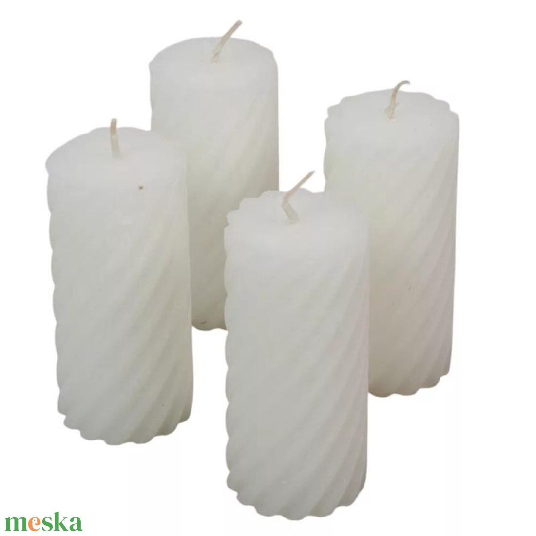 Kontúrozott csavart henger gyertya 55x100mm fehér 4db/csom (db ár) (ADVENTI GYERTYÁK) - diy (csináld magad) - egységcsomag - Meska.hu