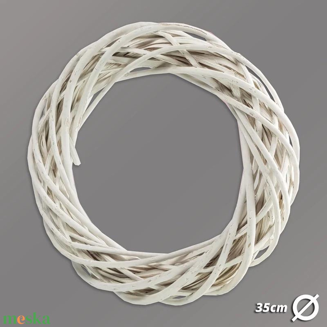 Vessző koszorú fehér 35cm (Koszorúk és alapok) - kellékek & szerszámok - dekorációs kellékek - koszorú, koszorúalap - Meska.hu