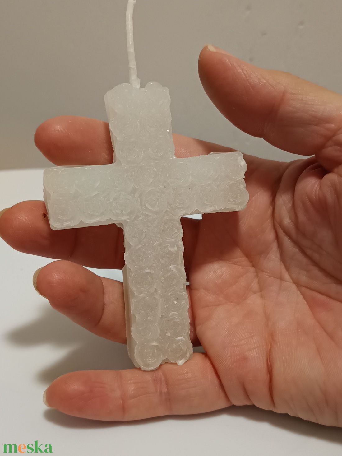 Kereszt rózsa motívumokkal 1db szín választható - otthon & életmód - gyertya, illat, aroma - gyertya - Meska.hu