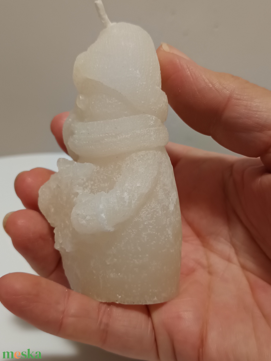 Hóember kézműves gyertya  kedves téli dekor, ünnepi hangulat egy pillanat alatt 1db - kellékek & szerszámok - dekorációs kellékek - dekorációs gyertya - Meska.hu