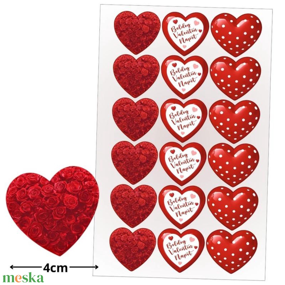 Matrica - Valentin napi matricák 18db/lap - kellékek & szerszámok - dekorációs kellékek - matricaív - Meska.hu