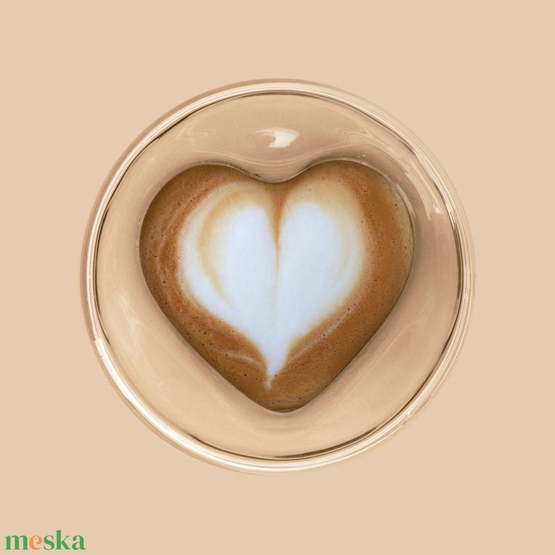 Duplafalú üvegpohár - szív formával - 180 ml - kellékek & szerszámok - üveg - Meska.hu