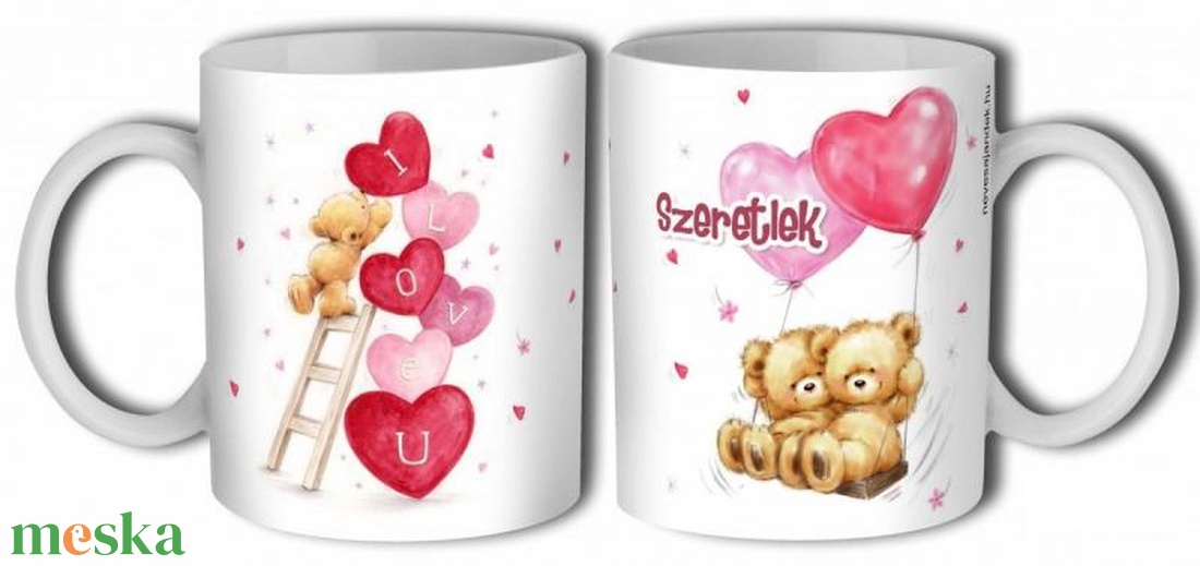 Valentin Napi Ajándék - Évfordulós Ajándékok - Lufis Macik - Bögre  - otthon & életmód - konyhafelszerelés, tálalás - tálalás - bögre & csésze - Meska.hu