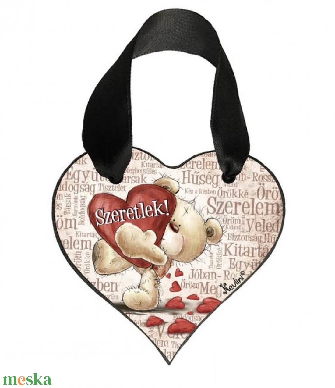 Valentin Napi Ajándék - Szerelmes Ajándék - Szeretlek szavakkal � Szív Akasztóval  - otthon & életmód - dekoráció - fali és függő dekoráció - falra akasztható dekor - Meska.hu