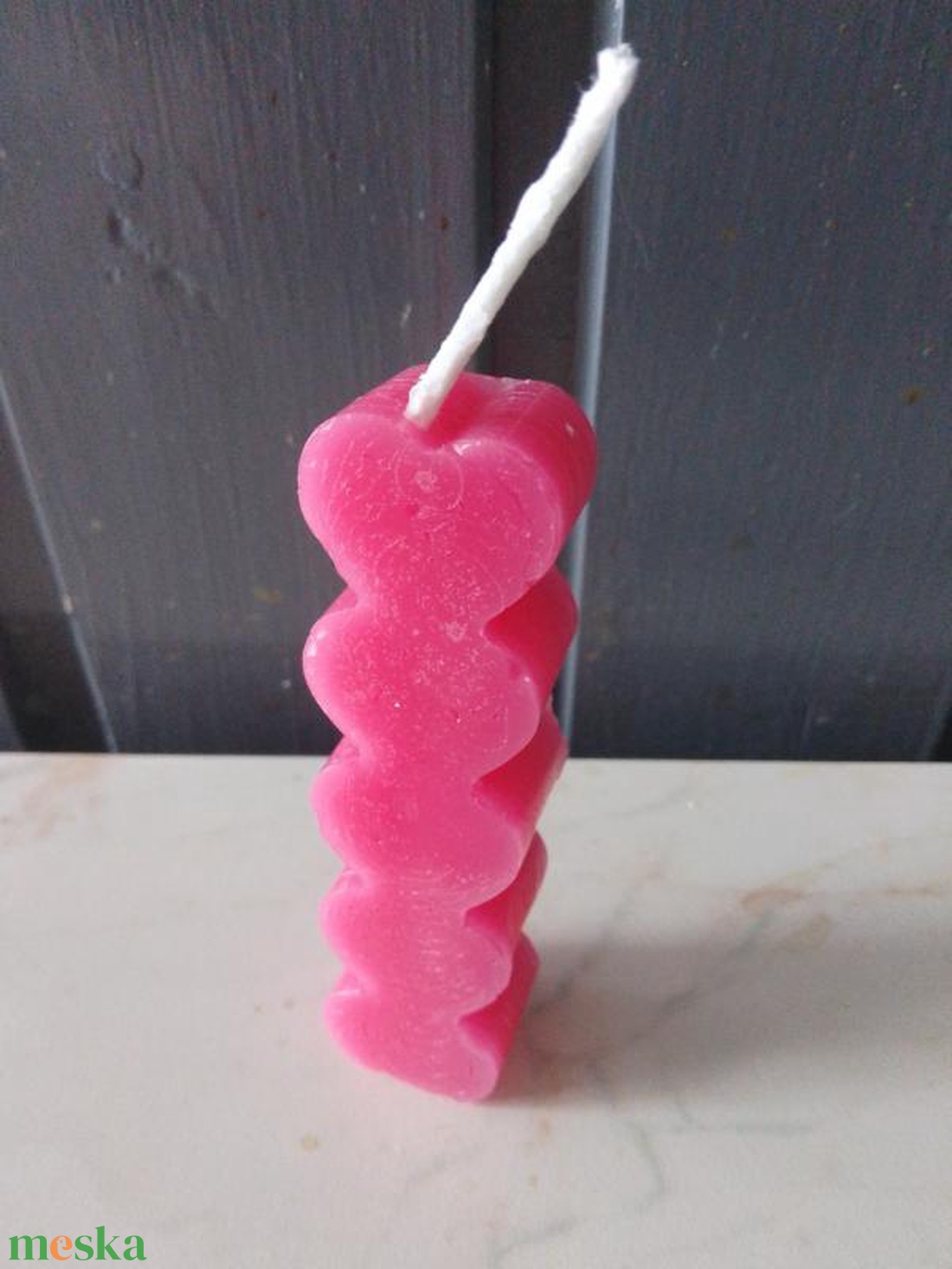 Szív piramis gyertya (kézműves gyertyák) - kellékek & szerszámok - dekorációs kellékek - dekorációs gyertya - Meska.hu