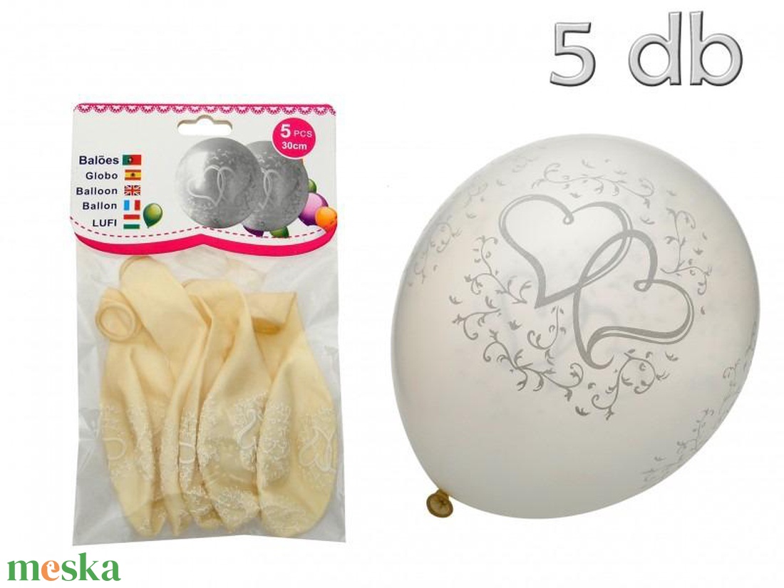 Lufi szíves krém 5db 30cm - esküvő - dekoráció - asztaldísz - Meska.hu