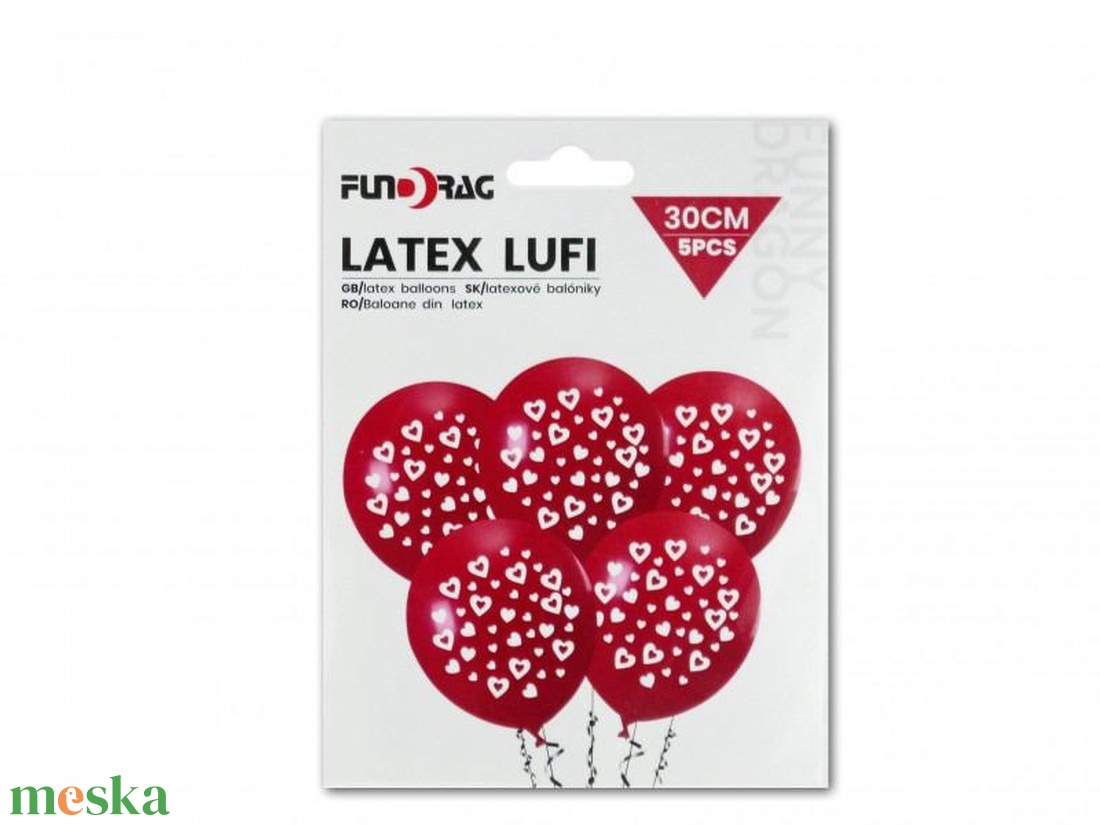 Lufi szíves piros/fehér 5db 30cm - otthon & életmód - dekoráció - asztal és polc dekoráció - asztaldísz - Meska.hu