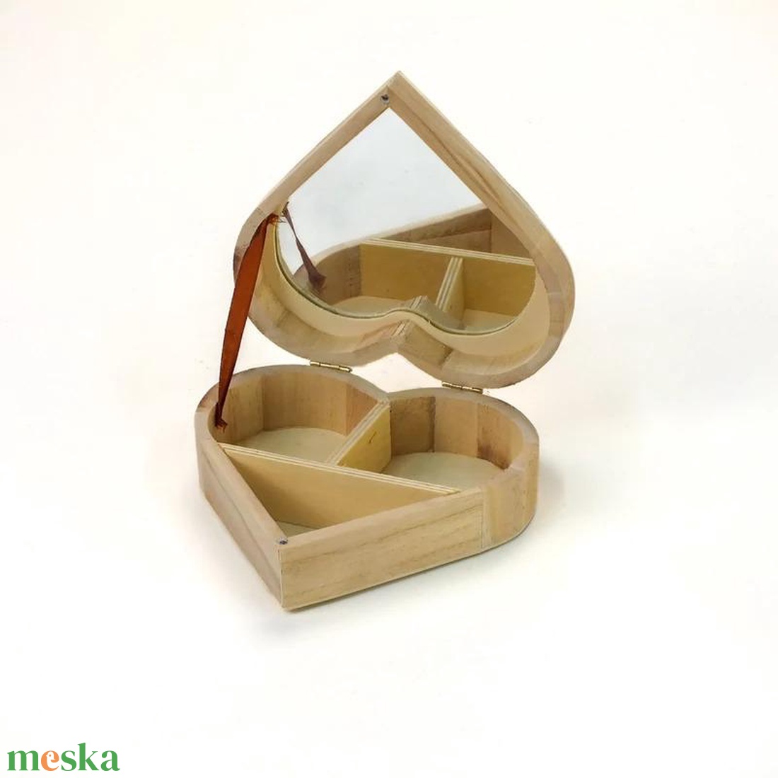 Fa tükrös szív doboz (Ceremónia és hagyományok) - ékszer - ékszertartó - ékszerdoboz - Meska.hu