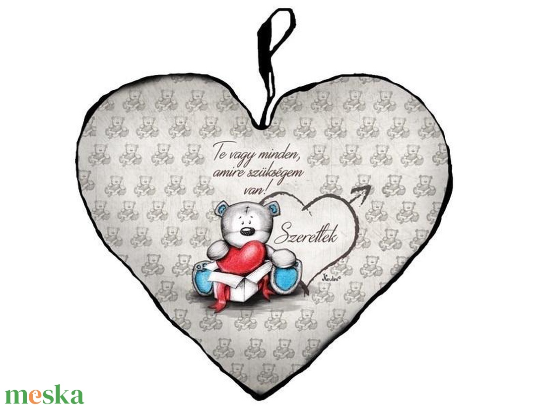 Díszpárna szív nagy Te vagy minden macis 44x37cm  - otthon & életmód - lakástextil - párna & párnahuzat - díszpárna (belsővel együtt) - Meska.hu