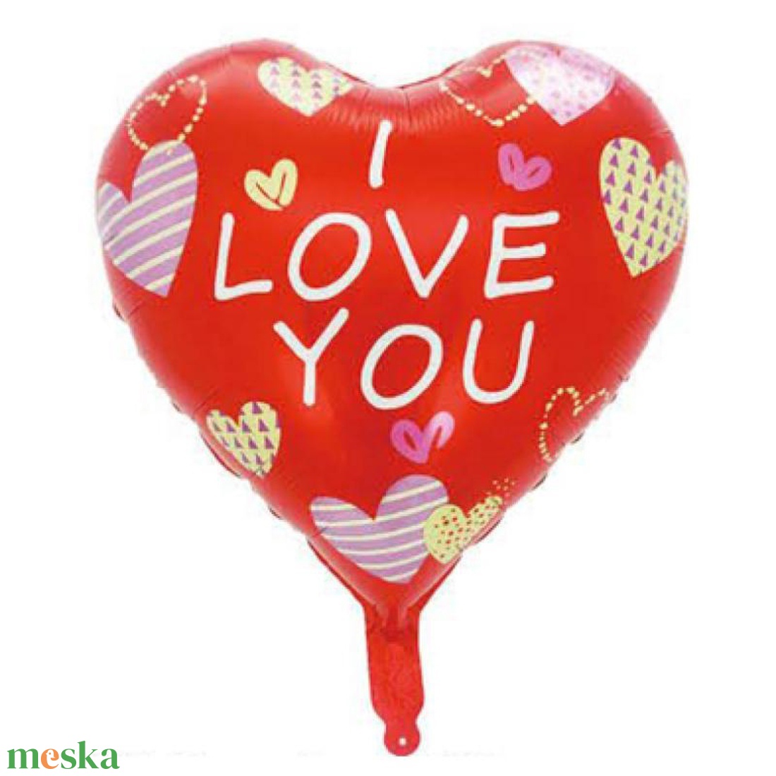I Love You feliratos - Szív formájú piros, nagy szív mintás - Fólia Lufi - 45cm - Léggömb - Szerelmes Lufi - Szerelmes A - otthon & életmód - dekoráció - ajtó- és ablak dekoráció - ablakdísz - Meska.hu