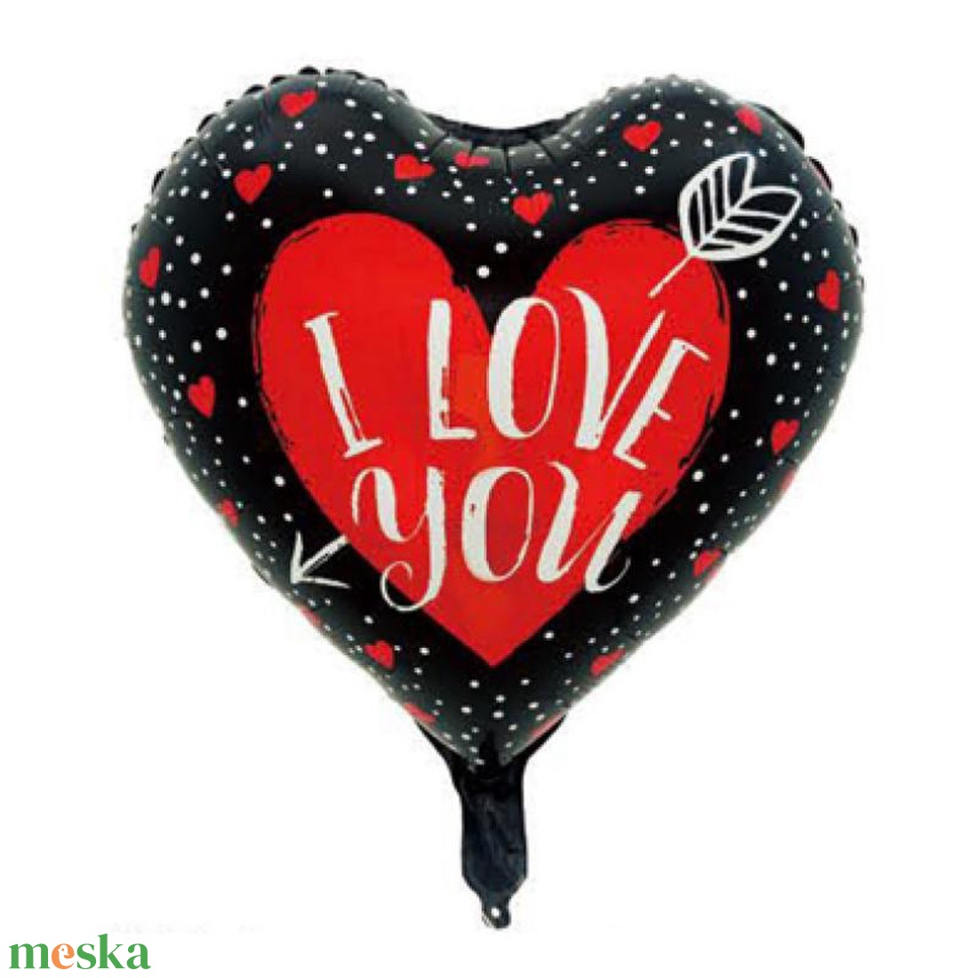 I Love You feliratos - Szív formájú fekete kerettel - Fólia Lufi - 45cm - Léggömb - Szerelmes Lufi - Szerelmes Ajándék - otthon & életmód - dekoráció - asztal és polc dekoráció - asztaldísz - Meska.hu