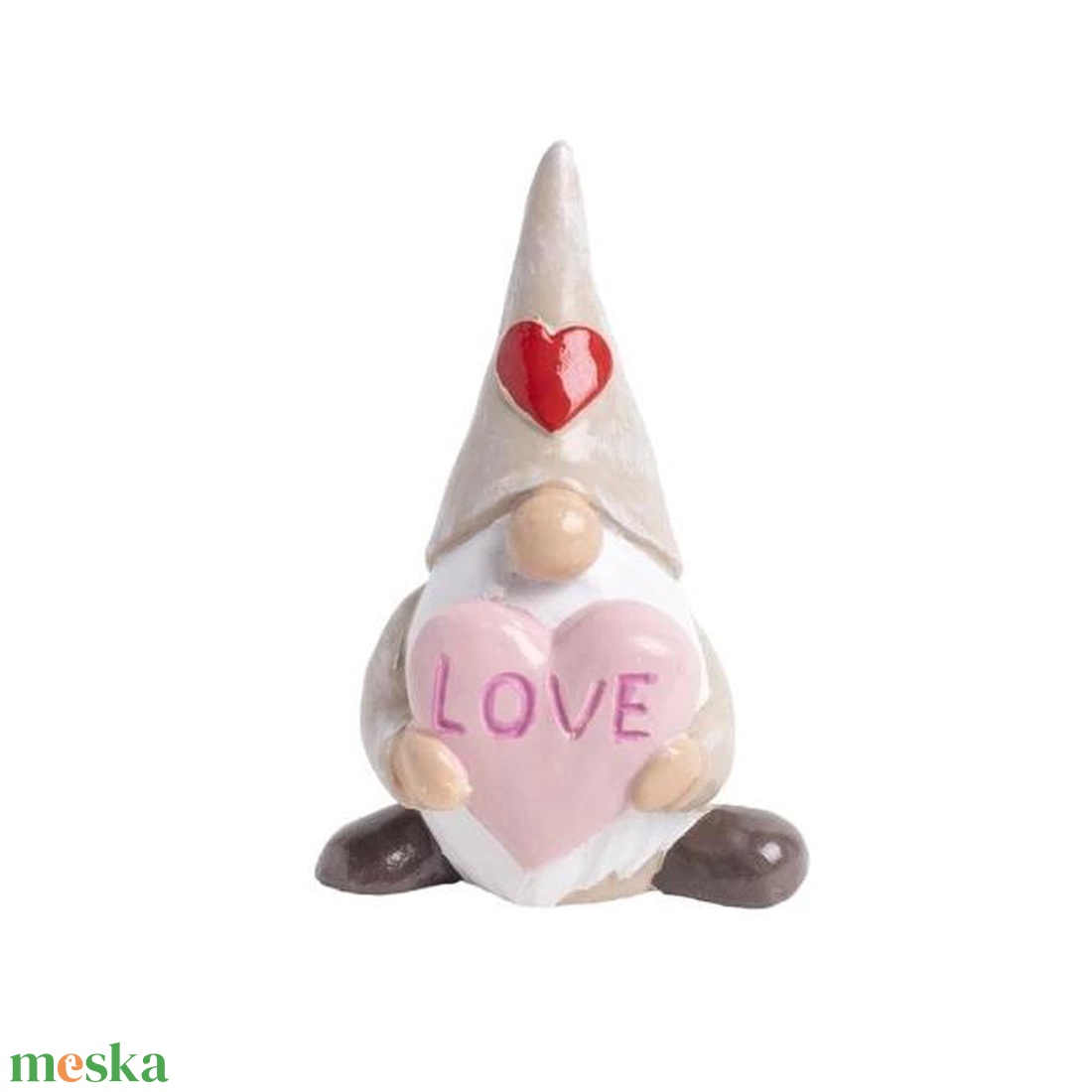 Kerámia orrmanó szív rózsaszín/drapp 4x6cm (Kerámia figurák) - otthon & életmód - dekoráció - dísztárgy - Meska.hu