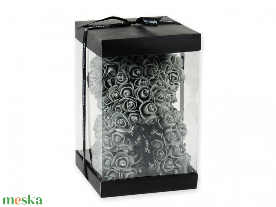 Virágmaci szürke strasszos díszdobozban 24cm (Valentin napi ajándékok) - otthon & életmód - dekoráció - dísztárgy - Meska.hu