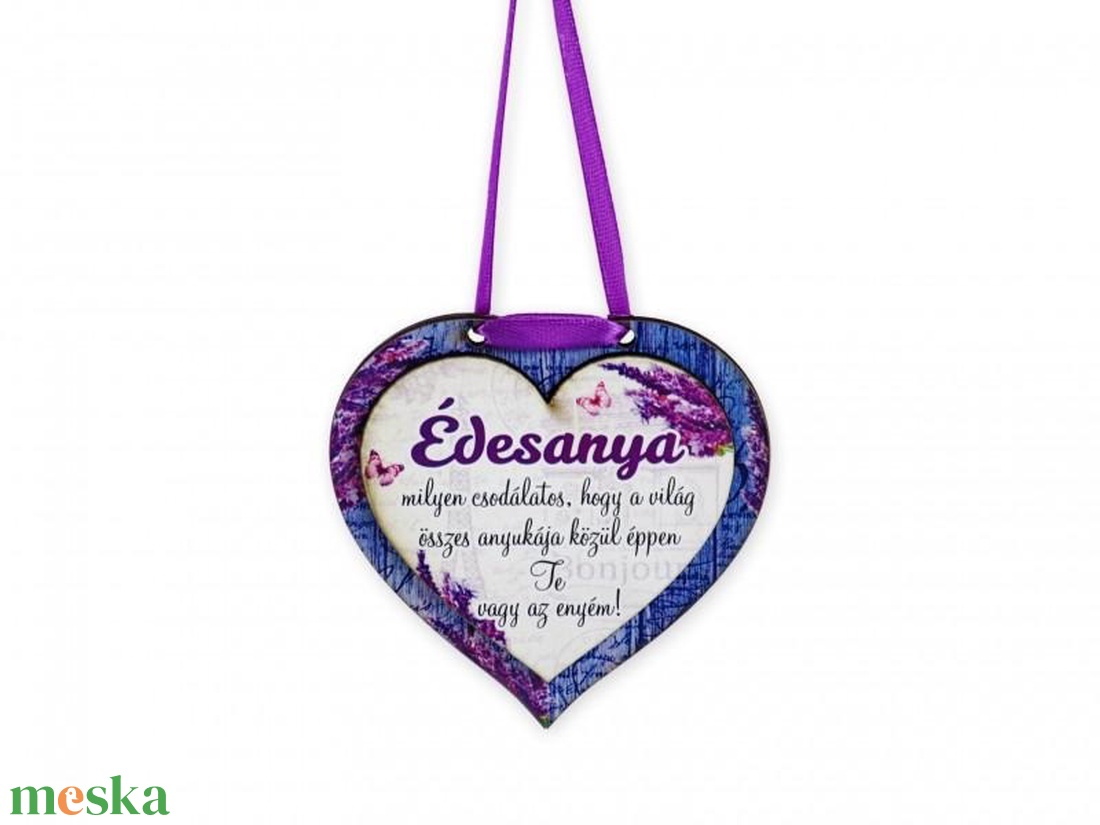 Hűtőmágnes akasztós Édesanya milyen csodálatos... levendulás 8,5cm - otthon & életmód - konyhafelszerelés, tálalás - konyhai dekoráció - hűtőmágnes - Meska.hu