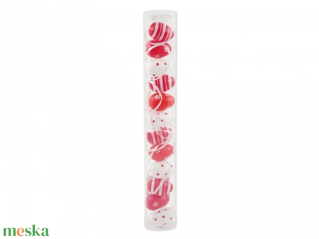 Húsvéti tojás akasztós piros/fehér 12db 4cm - kellékek & szerszámok - dekorációs kellékek - koszorú, koszorúalap - Meska.hu
