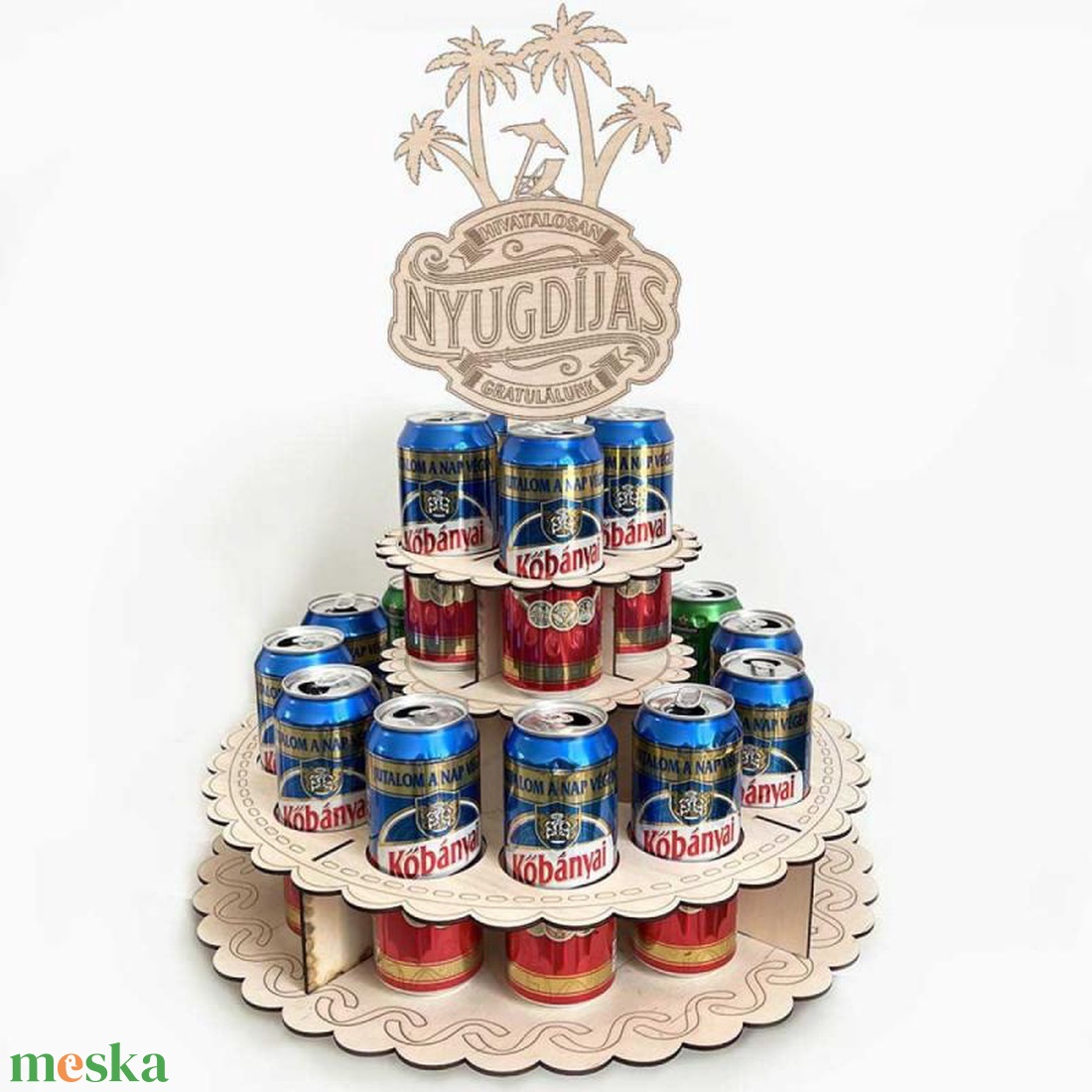 Sör Torta Fából Nyugdíjas Búcsúztatóra - Hivatalosan - Nyugdíjas � Gratulálunk feliratú topperrel - otthon & életmód - konyhafelszerelés, tálalás - italos kellékek - sörtartó - Meska.hu