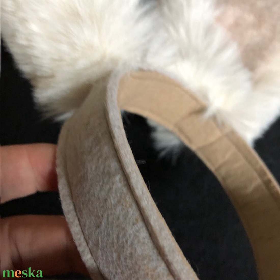 Pihe-puha natúr színű nyuszifül hajpánt - ruha & divat - hajdísz & hajcsat - hajráf & hajpánt - Meska.hu