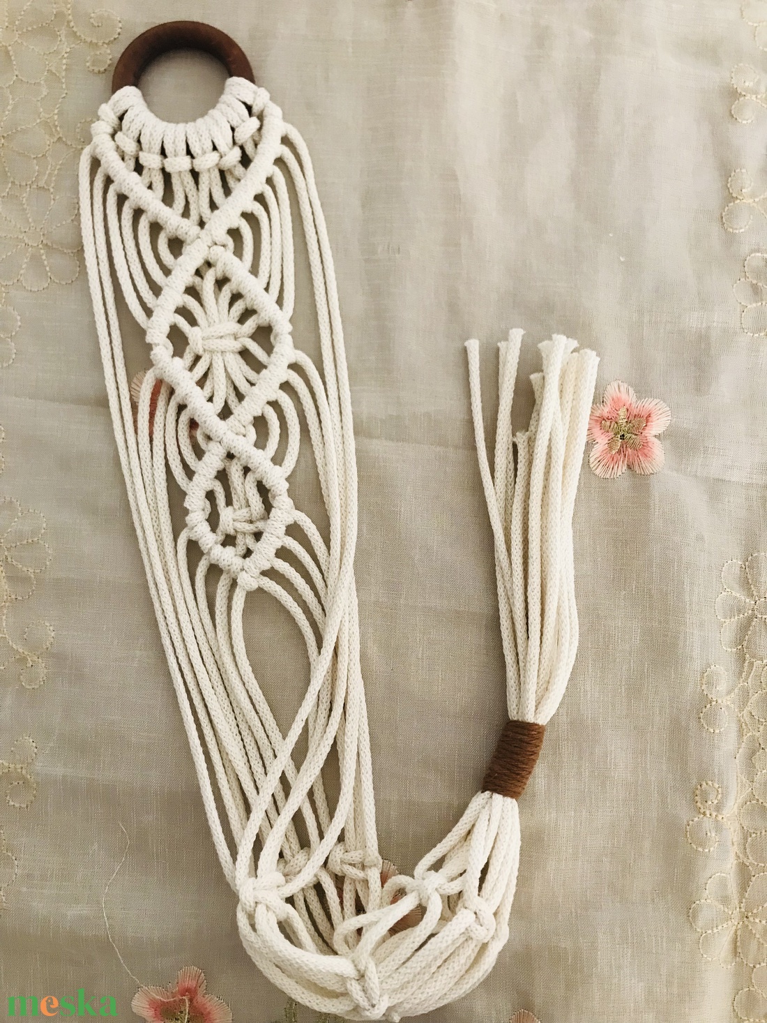 Makramé virágtartó - otthon & életmód - virágdekoráció - virágtartó - kaspó - Meska.hu