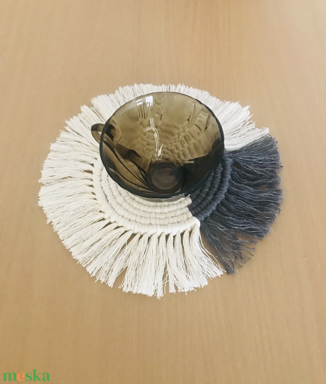 Makramé alátét - otthon & életmód - konyhafelszerelés, tálalás - tálalás - tányér- és poháralátét - Meska.hu