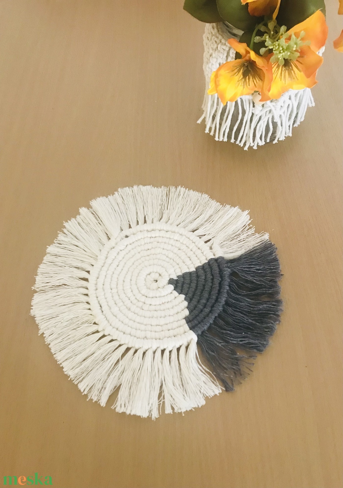 Makramé alátét - otthon & életmód - konyhafelszerelés, tálalás - tálalás - tányér- és poháralátét - Meska.hu