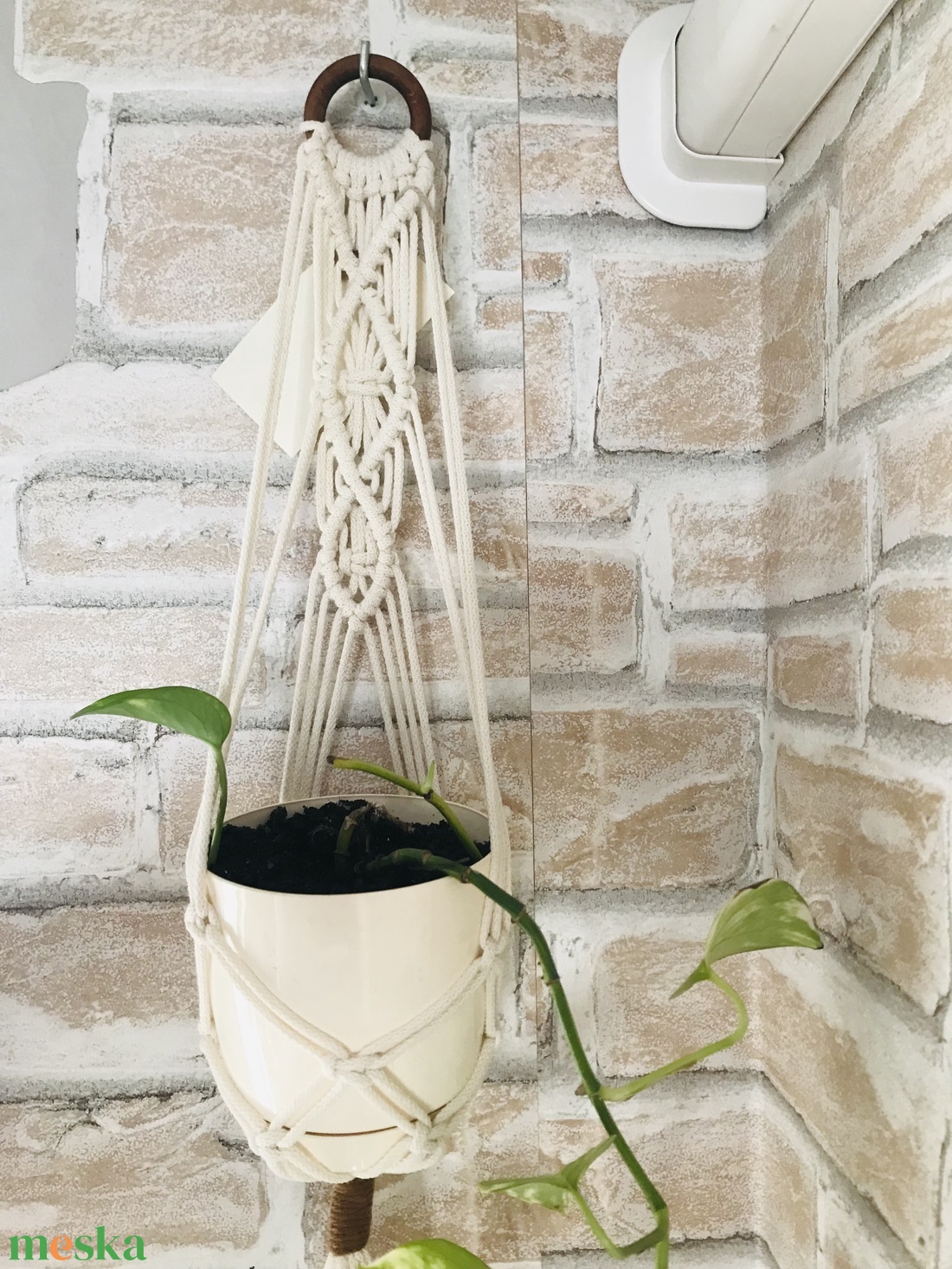 Makramé virágtartó - otthon & életmód - virágdekoráció - virágtartó - kaspó - Meska.hu