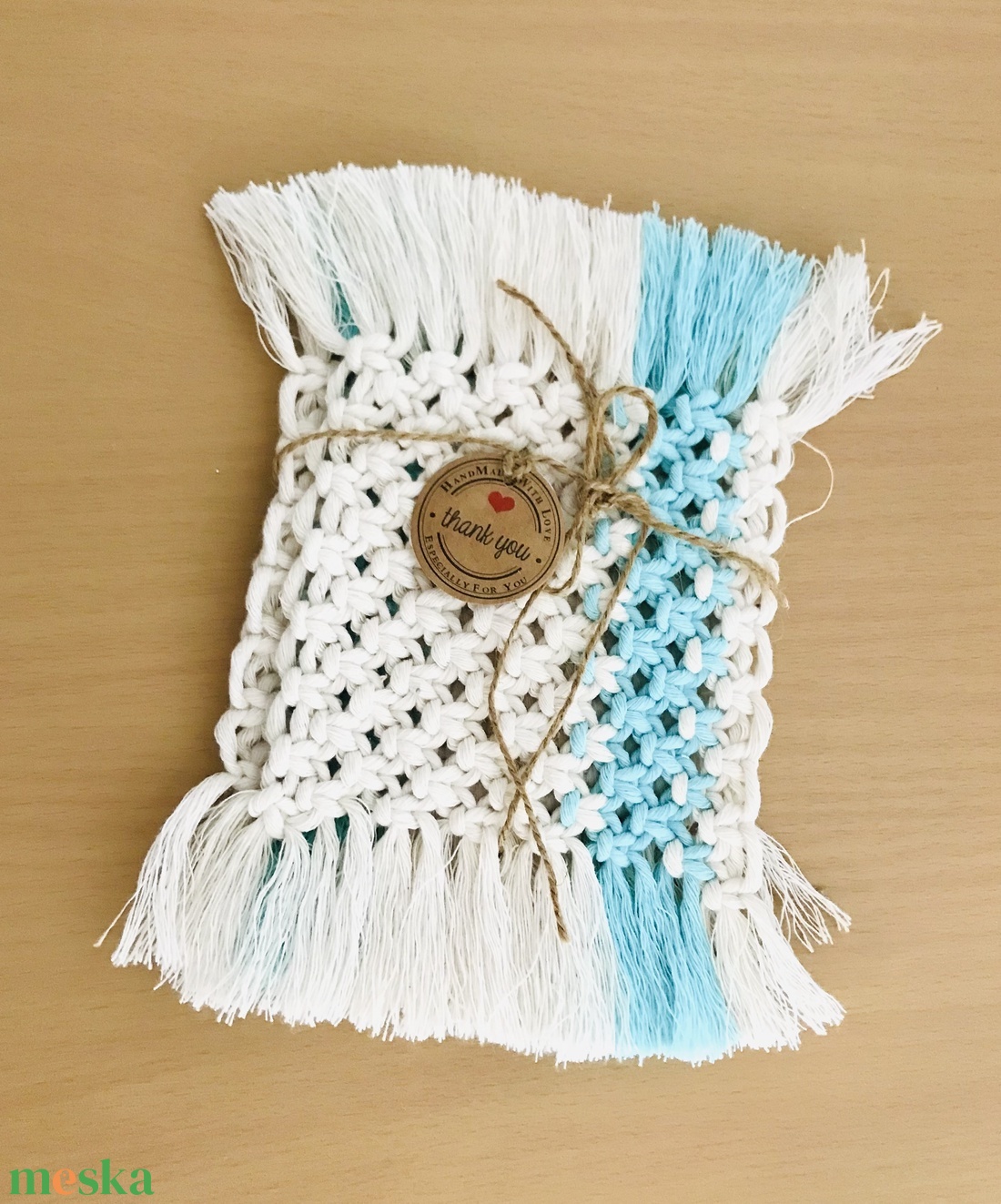 Makramé poháralátét - otthon & életmód - konyhafelszerelés, tálalás - tálalás - tányér- és poháralátét - Meska.hu