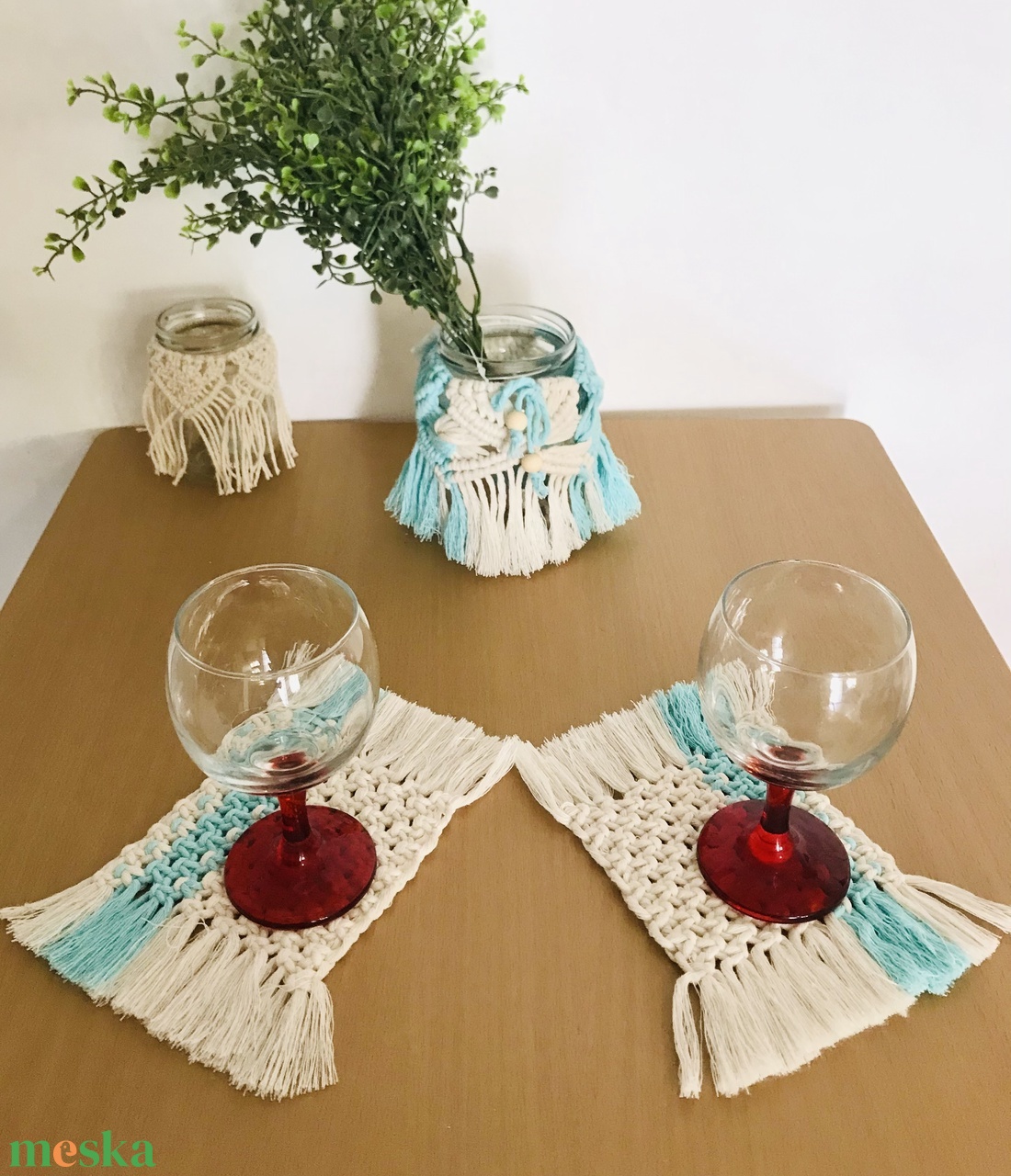 Makramé poháralátét - otthon & életmód - konyhafelszerelés, tálalás - tálalás - tányér- és poháralátét - Meska.hu
