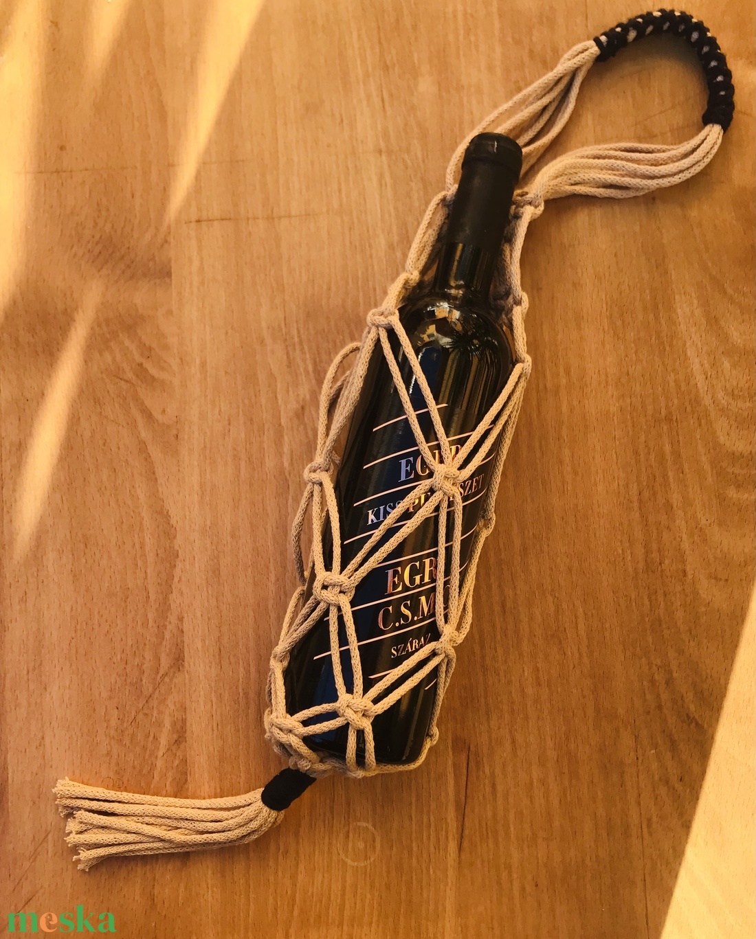 Makramé bortartó - otthon & életmód - konyhafelszerelés, tálalás - tálalás - bortartó - Meska.hu