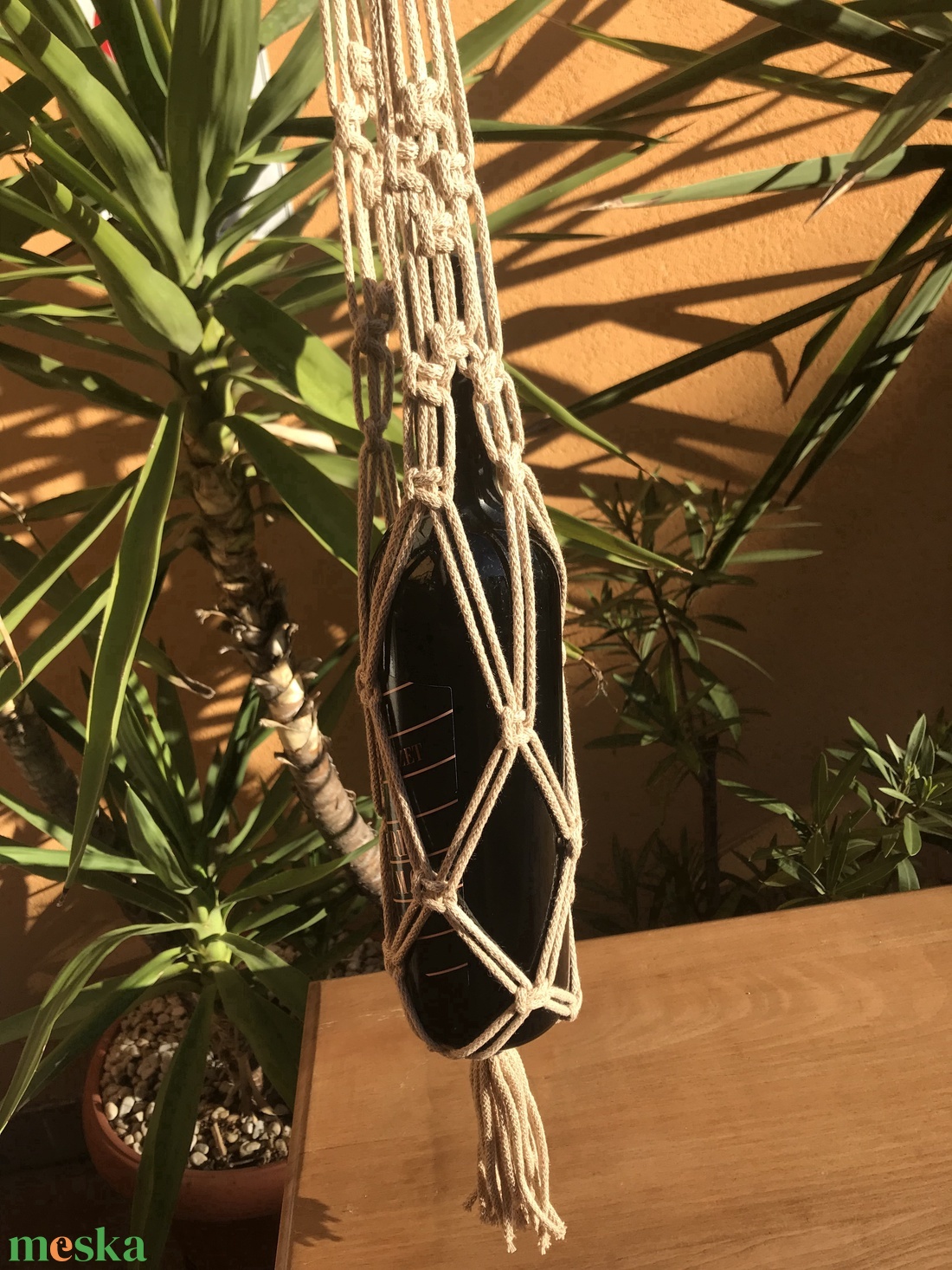 Makramé bortartó - otthon & életmód - konyhafelszerelés, tálalás - tálalás - bortartó - Meska.hu