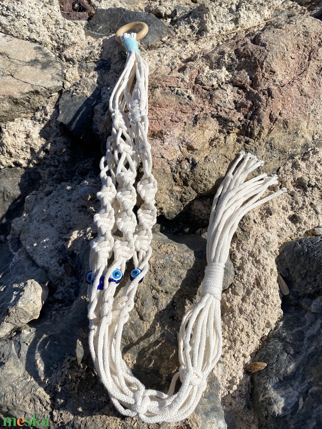 Makramé virágtartó - otthon & életmód - virágdekoráció - virágtartó - függő virágtartó - Meska.hu