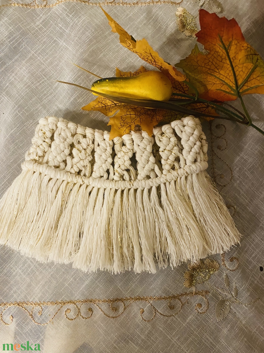 Makramé mécsestartó/váza - otthon & életmód - virágdekoráció - virágtartó - váza - Meska.hu