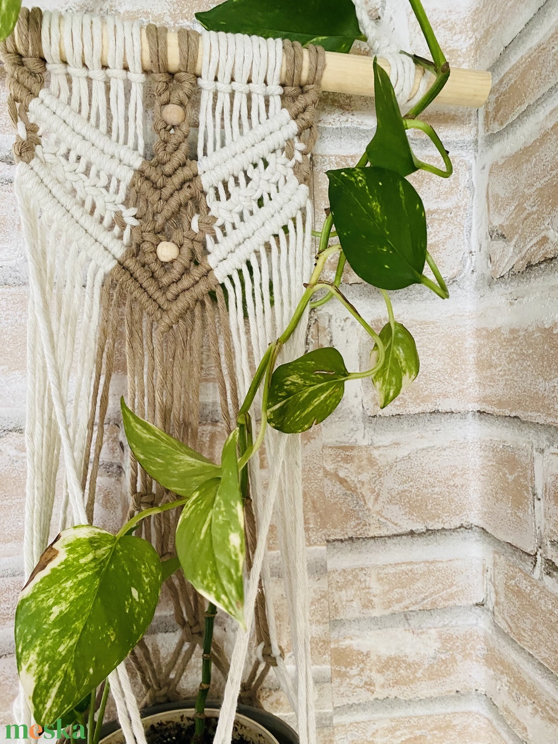 Makramé virágtartó - otthon & életmód - dekoráció - virágdísz és tartó - virágtartó - Meska.hu