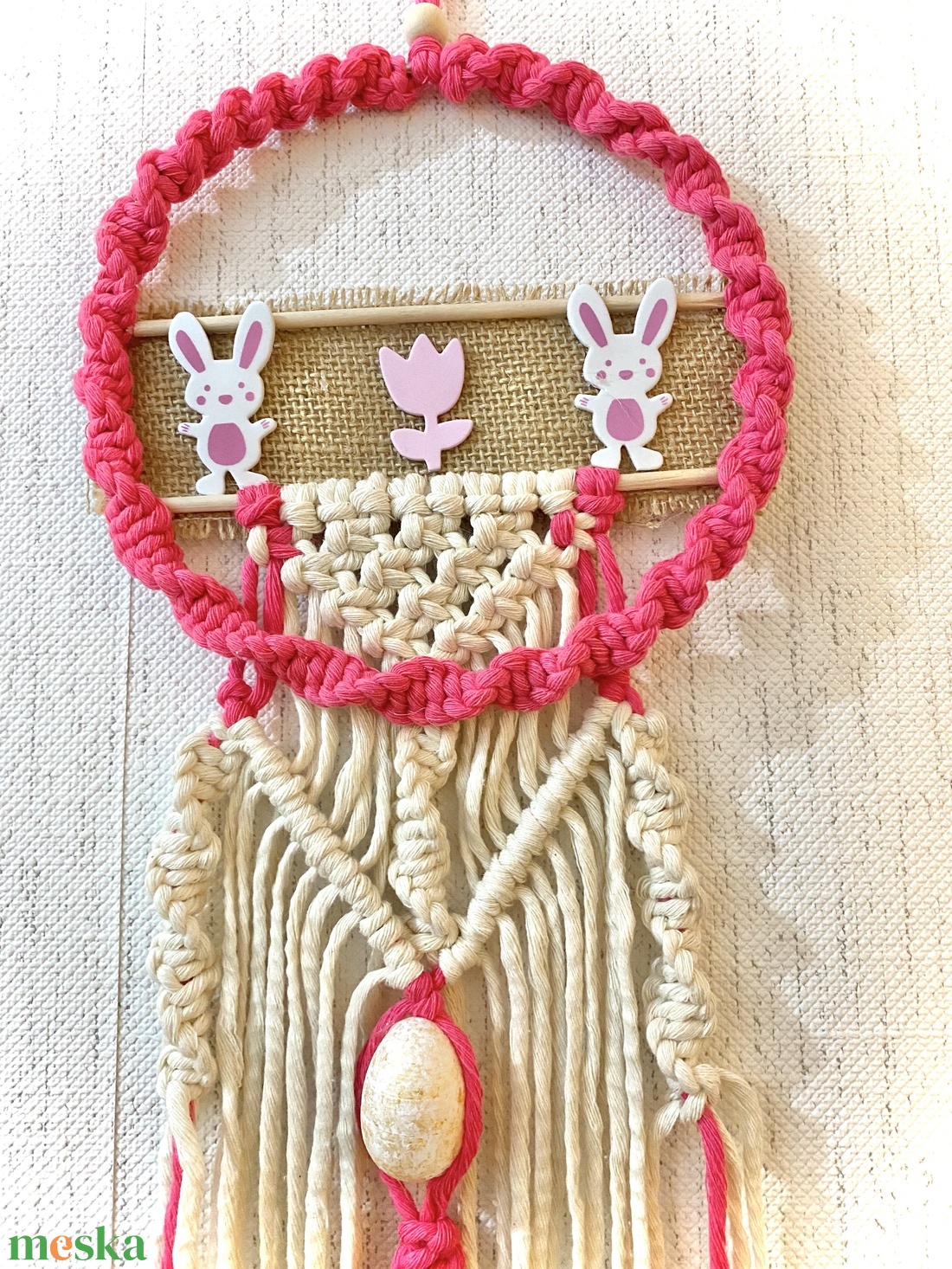 Makramé húsvéti ajtódísz - otthon & életmód - dekoráció - ajtó- és ablak dekoráció - ajtódísz & kopogtató - Meska.hu