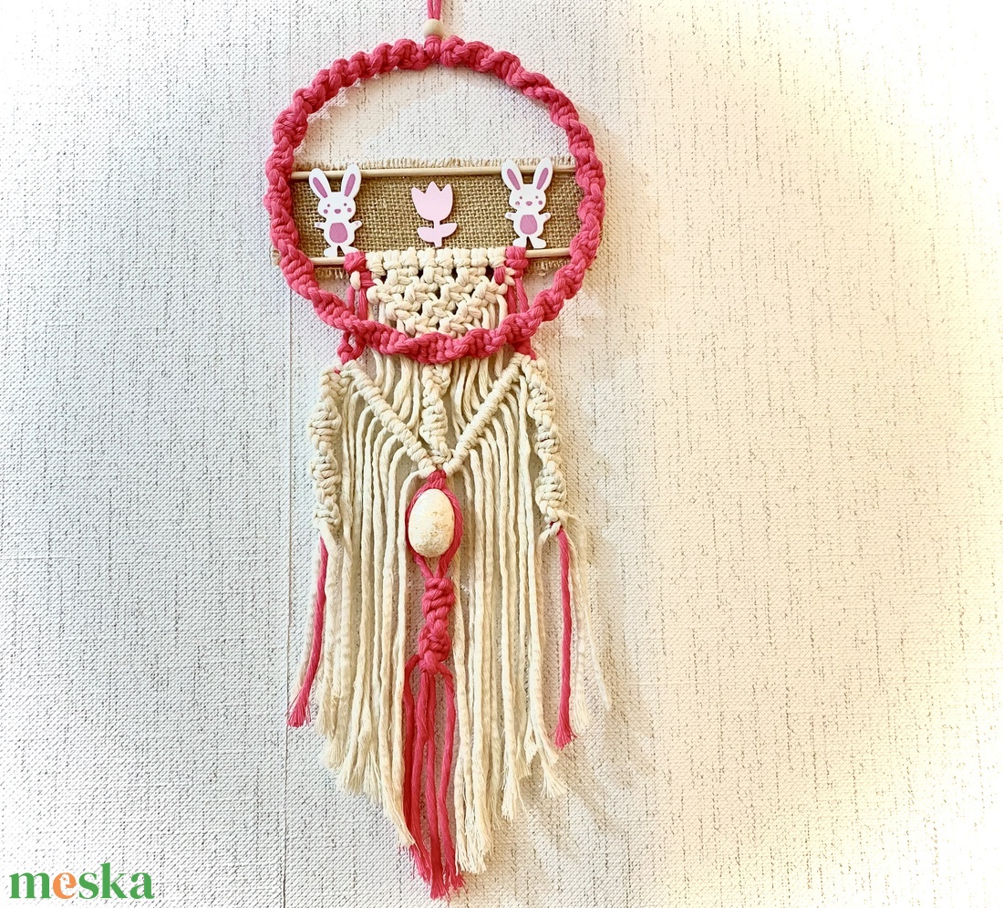 Makramé húsvéti ajtódísz - otthon & életmód - dekoráció - ajtó- és ablak dekoráció - ajtódísz & kopogtató - Meska.hu