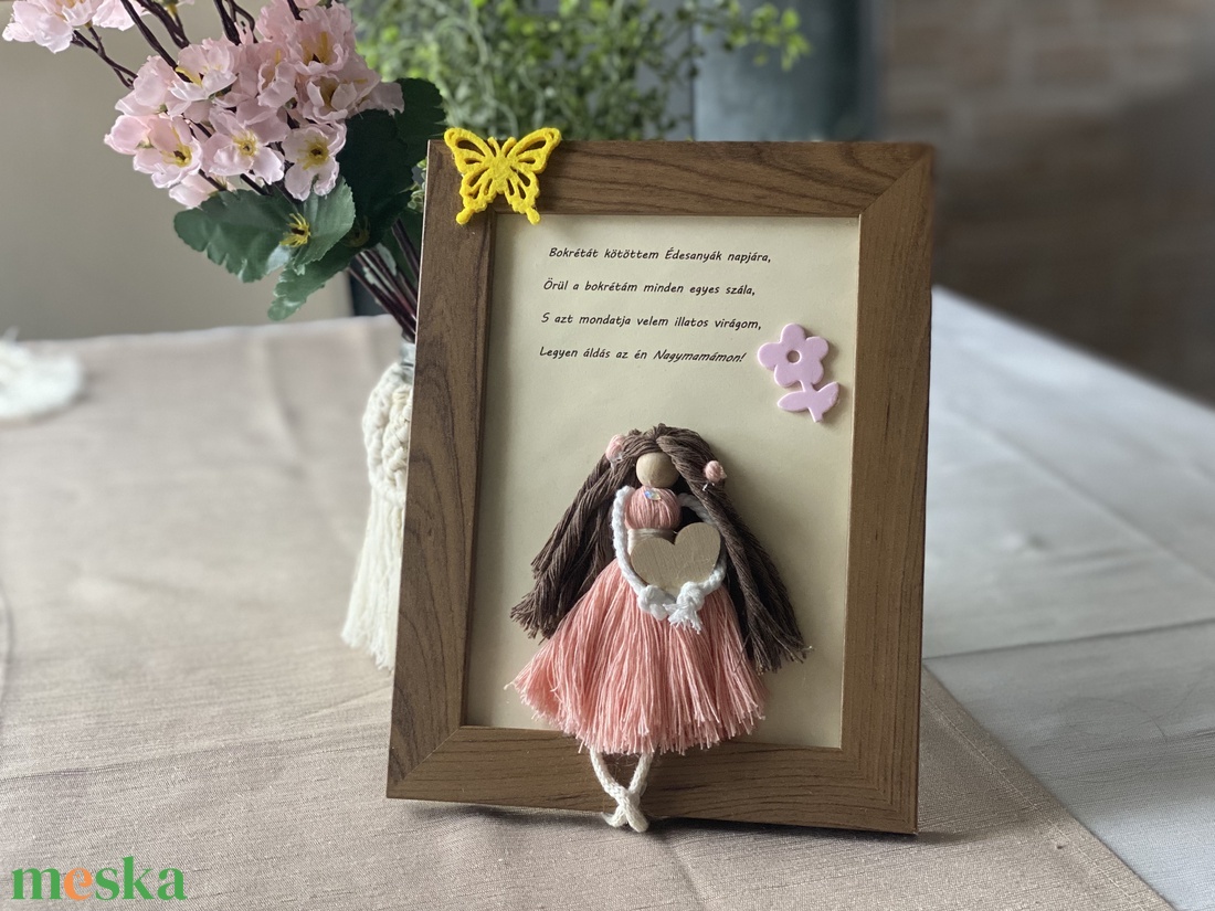 Makramé dekoráció - anyák napjára - nagymamának - otthon & életmód - dekoráció - kép & falikép - 3d képek - Meska.hu