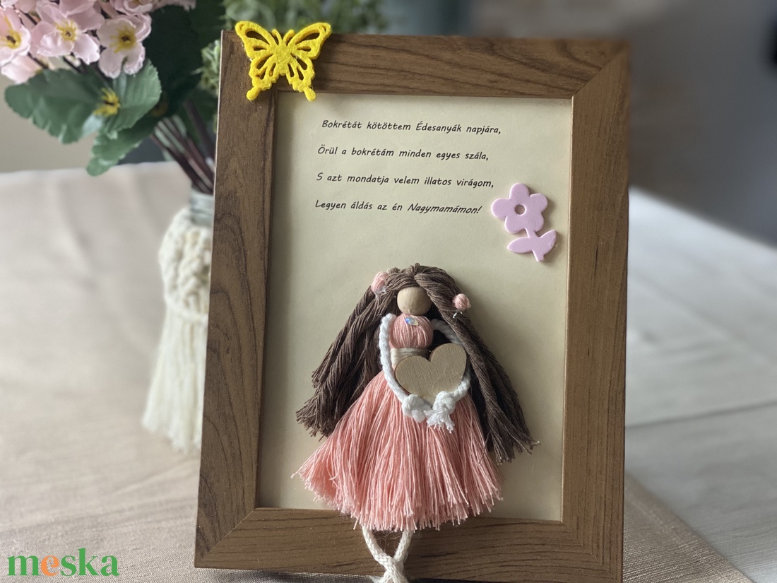 Makramé dekoráció - anyák napjára - nagymamának - otthon & életmód - dekoráció - kép & falikép - 3d képek - Meska.hu