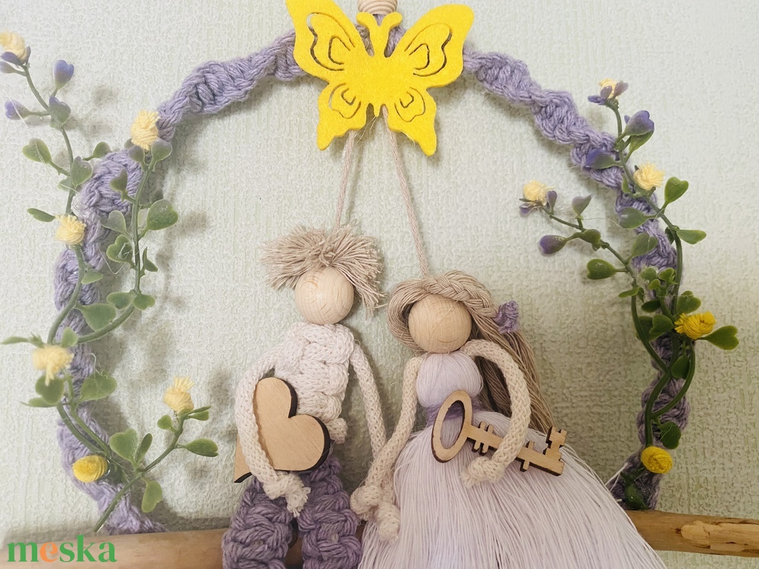 Makramé  falidekor - kulcs a szivedhez - otthon & életmód - dekoráció - fali és függő dekoráció - falra akasztható dekor - Meska.hu