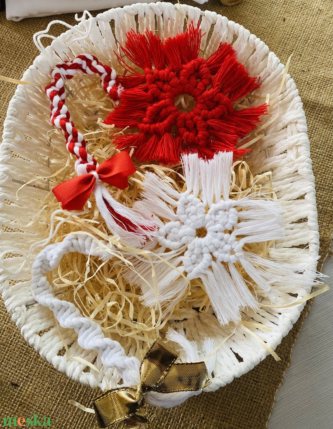 Makramé karácsonyfadísz szett (4 db-os) - karácsony - karácsonyi lakásdekoráció - karácsonyi lakásdíszek - Meska.hu