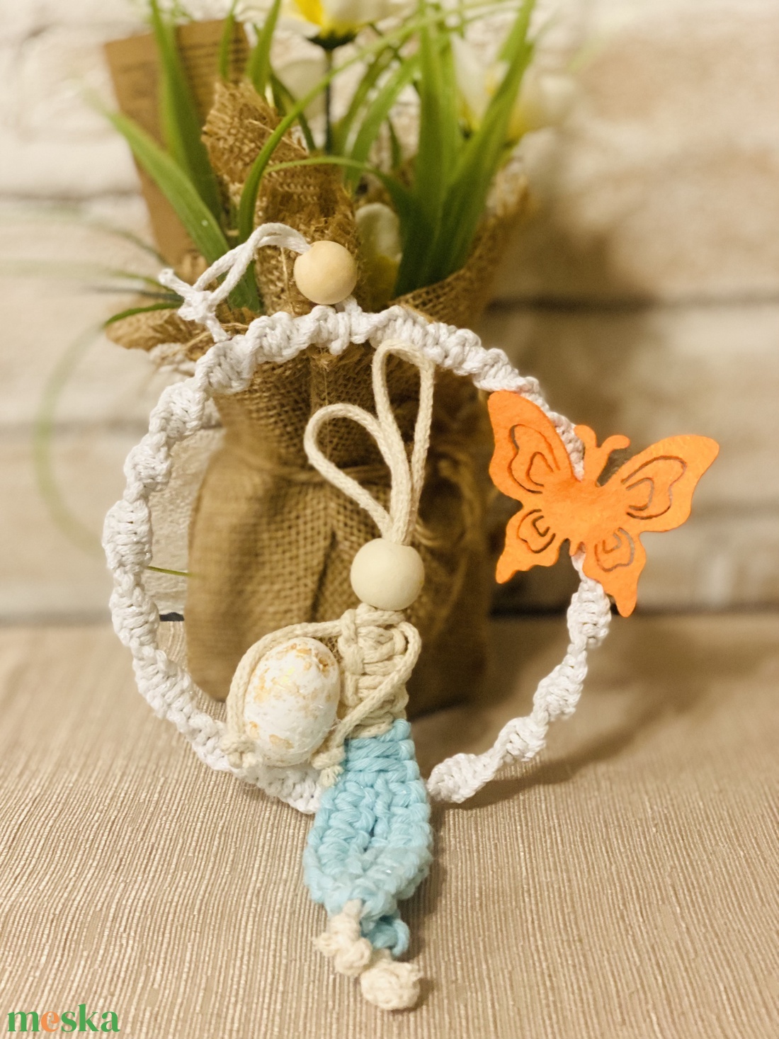 Makramé  ajtó/falidísz nyuszi - otthon & életmód - dekoráció - ajtó- és ablak dekoráció - ajtódísz & kopogtató - Meska.hu