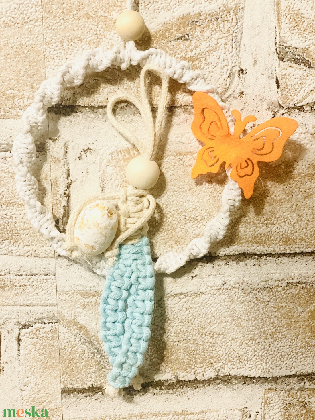 Makramé  ajtó/falidísz nyuszi - otthon & életmód - dekoráció - ajtó- és ablak dekoráció - ajtódísz & kopogtató - Meska.hu