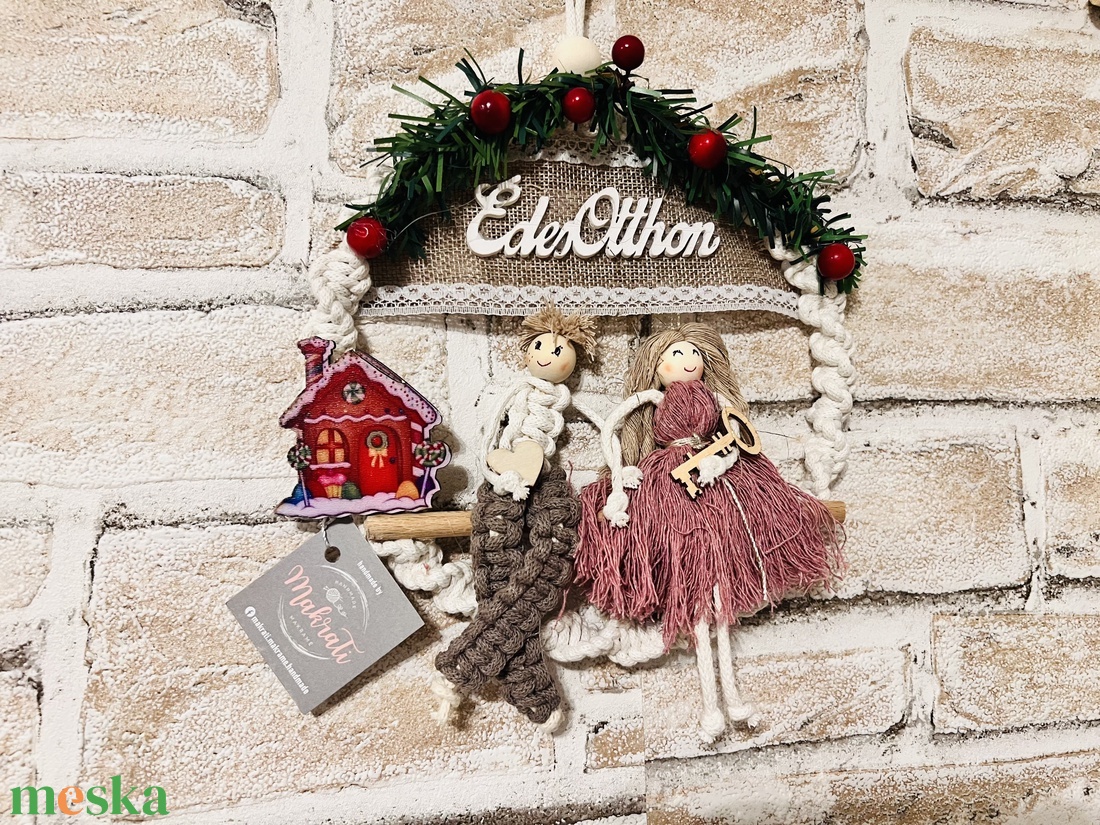 Makramé angyalka pár  - karácsony - karácsonyi lakásdekoráció - karácsonyi lakásdíszek - Meska.hu